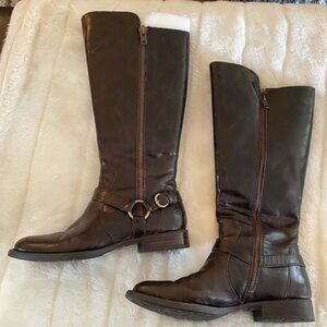 Born Hagene Tall Dark Brown Leather Heeled Boots Size 8M | EUC